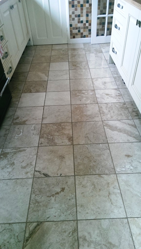 Polished Marble Kitchen Floor in Leicester Before Cleaning
