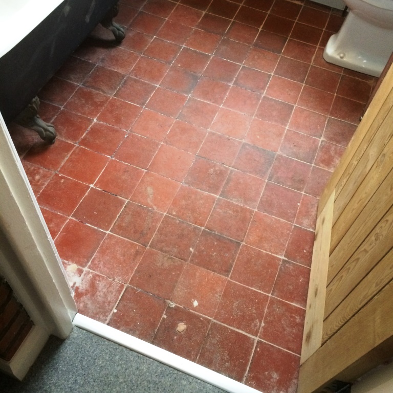Quarry Tiled Floor Before Restorative Cleaning and Sealing Braunstone