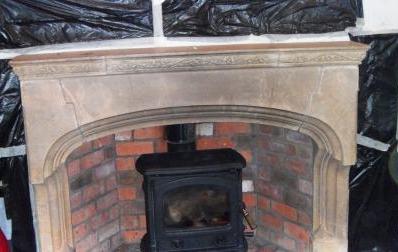 Stone Fireplace Before Restoration