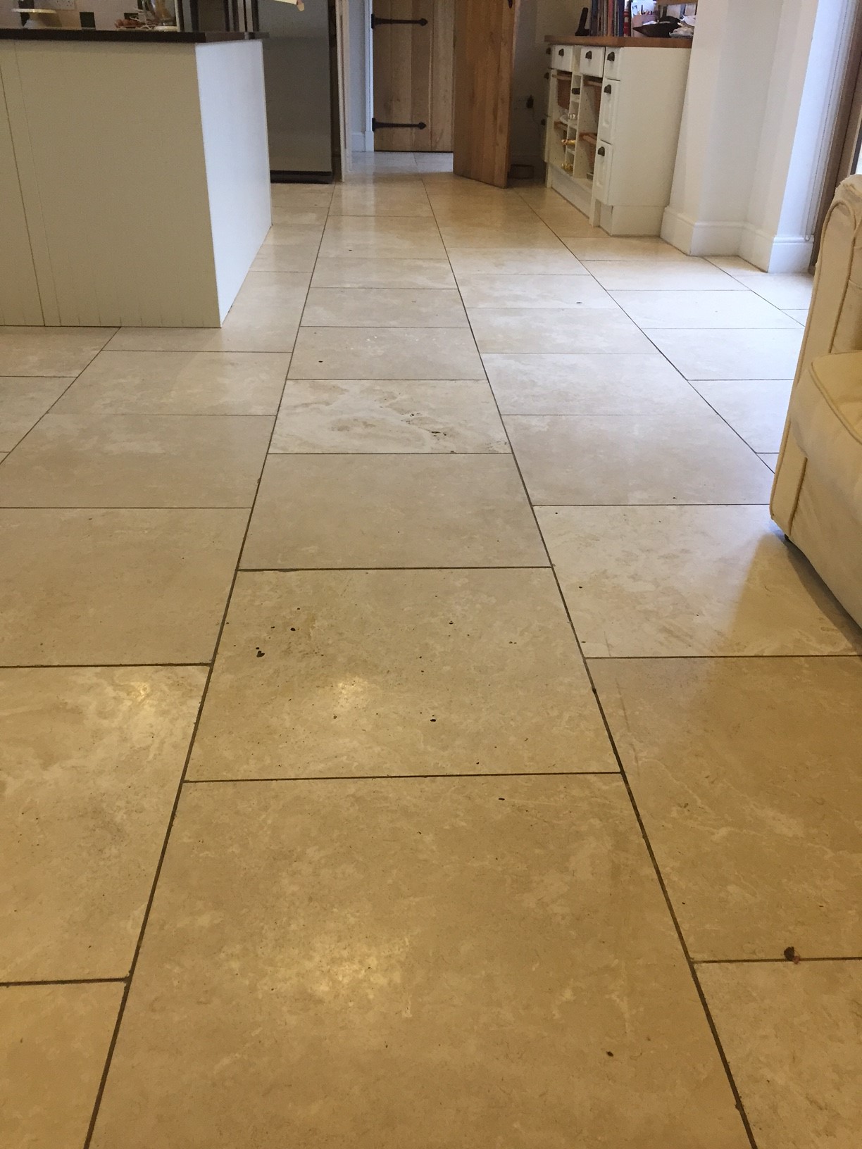 Travertine Kitchen Floor Tiles Lutterworth Before Polishing