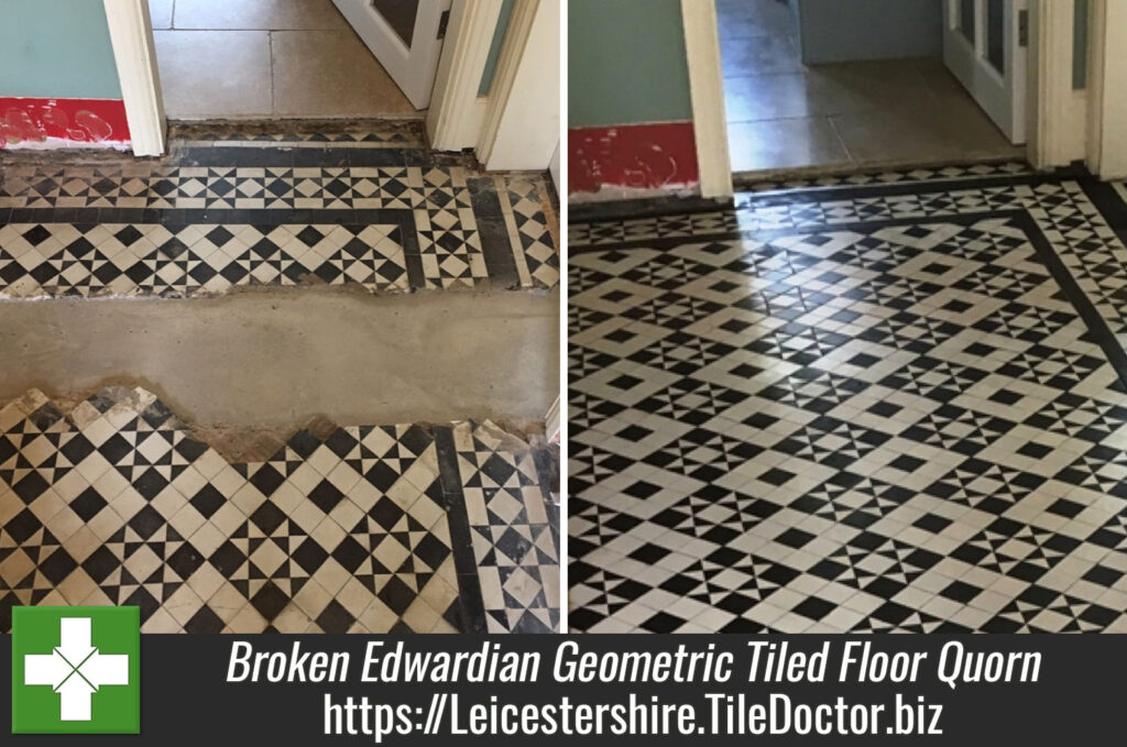 Restoring a Broken and Damaged Edwardian Geometric Tiled Floor in Quorn