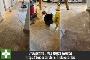 Travertine Kitchen Floor Before After Refinishing Kings Norton Leicester