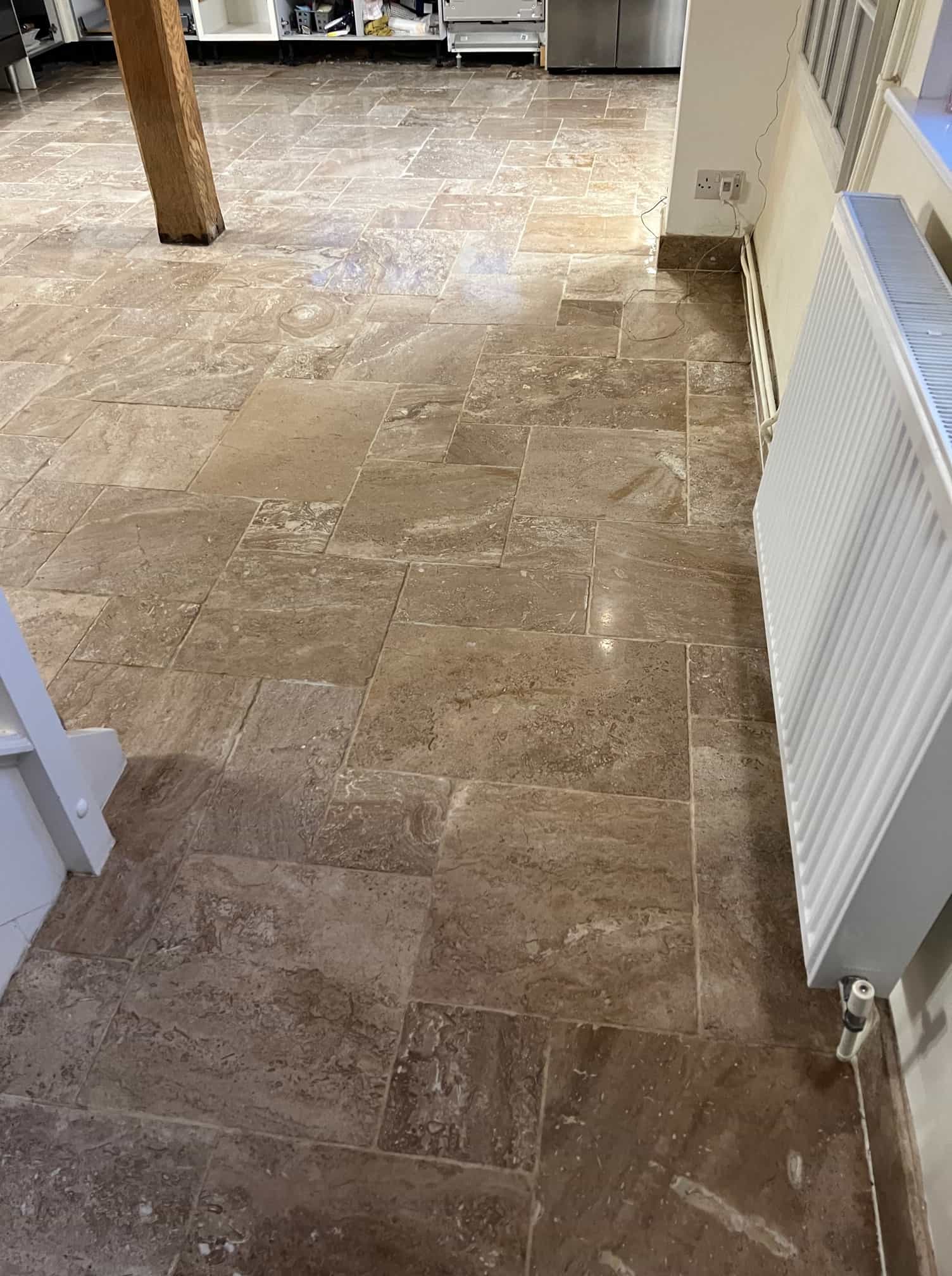 Travertine Kitchen Floor Tile Refinishing Kings Norton After Cleaning