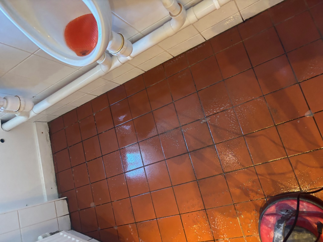 Quarry Tile Floor During Cleaning Bricklayers Arms Thornton